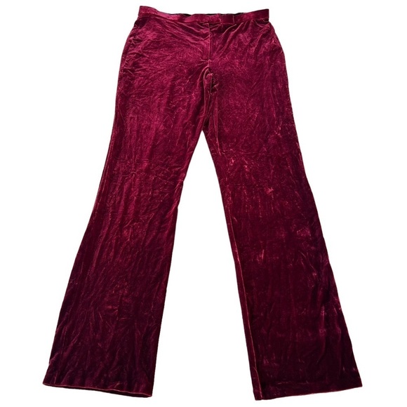 Vintage Ralph Lauren Sport Ruby Red Velvet Stretch Pants Straight Leg Size Large - Picture 1 of 10